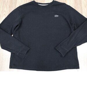 LACOSTE THERMAL/ WAFFLE KNIT 100% COTTON SHIRT BLACK MEDIUM, M